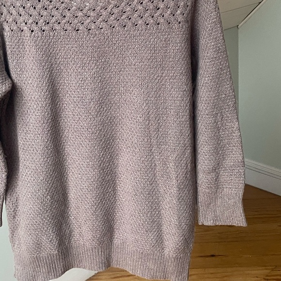 Ann Taylor LOFT Brown Taupe Wool Blend Cable Knit Pullover Sweater M - Picture 8 of 10